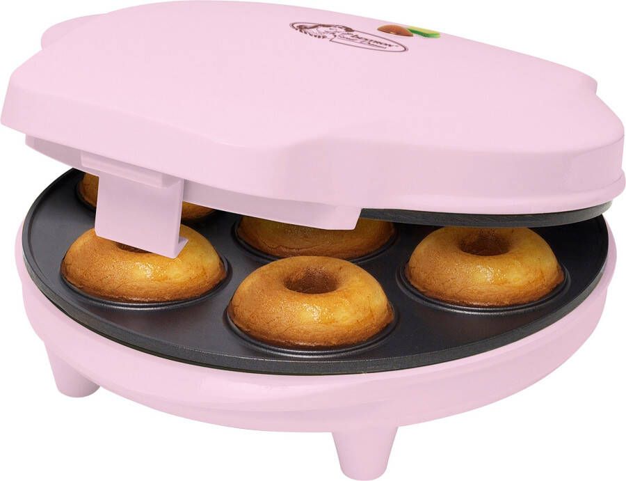 Bestron Donutmaker in retro design Mini-Donutmaker voor 7 kleine donuts incl. indicatielampje & antiaanbaklaag 700 watt Roze - Foto 3