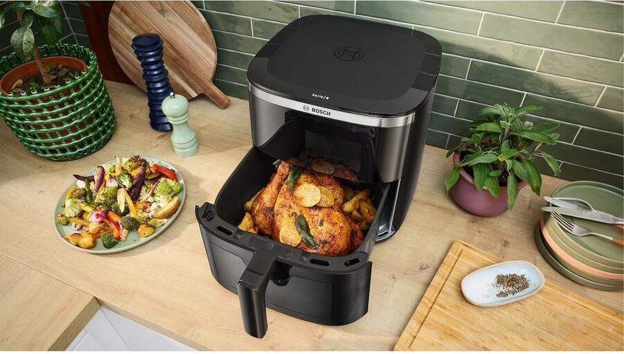 Bosch MAF671B0 Airfryer XXL Serie 6 7 2L Shake alarm Kijkvenster Warmhoudfunctie 7 programma's Tot 5 personen Zwart - Foto 4