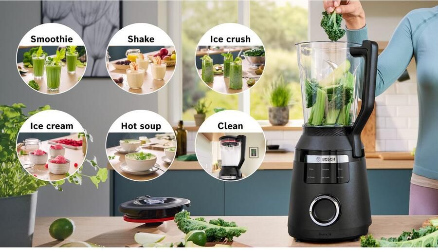 BOSCH Blender VitaPower Serie 6 MMBD665B1 hoogvermogen mixer 45.000 rpm zwart 2l 6 automatische programma's inclusief hete soep stopper veiligheidsdeksel - Foto 2