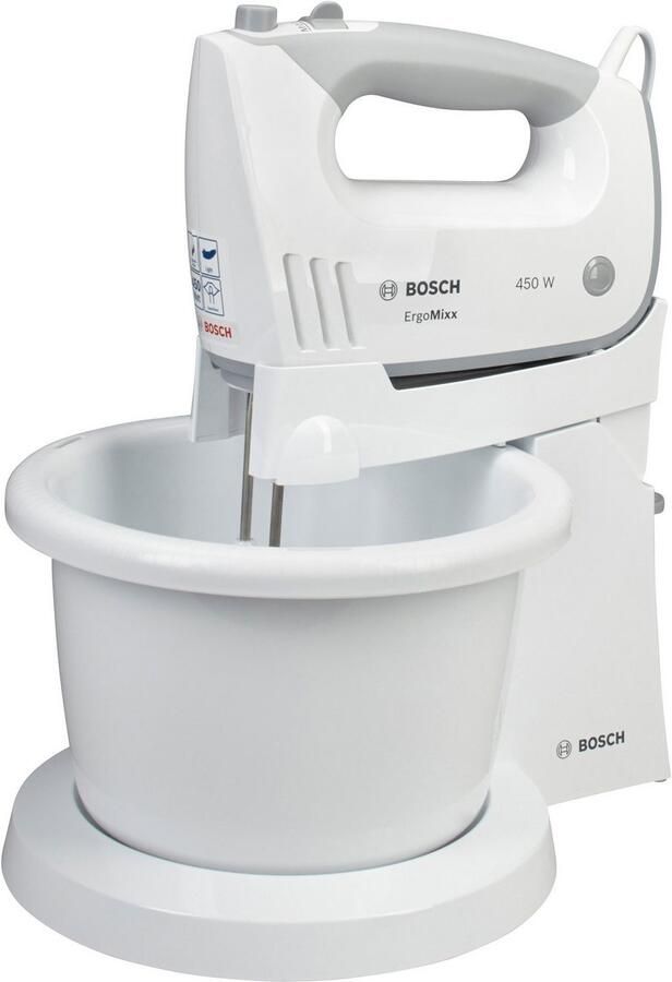 BOSCH Handmixer ErgoMixx MFQ36460 roestvrijstalen garde kneedhaken standaard kom wit - Foto 2