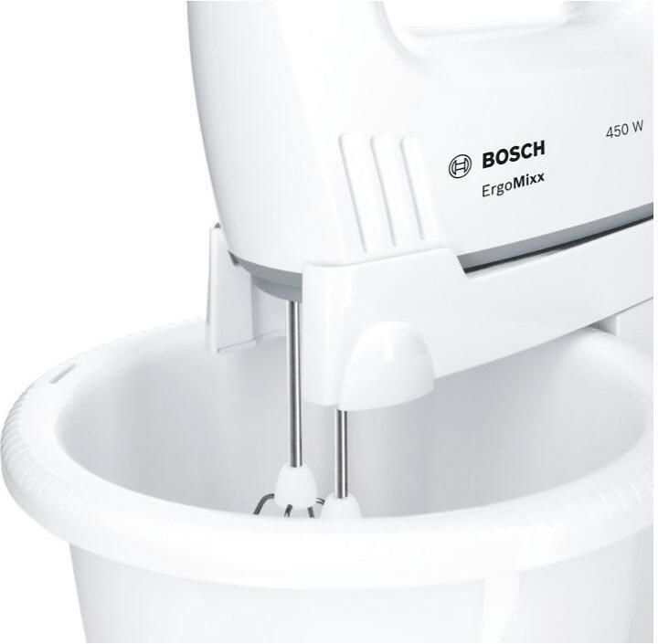BOSCH Handmixer ErgoMixx MFQ36460 roestvrijstalen garde kneedhaken standaard kom wit - Foto 4