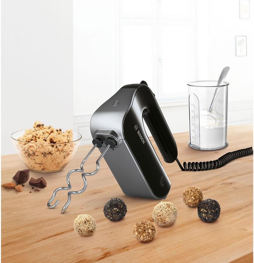 BOSCH Handmixer Home Professional MFQ4980B roestvrijstalen garde deeghaak mixvoet zwart
