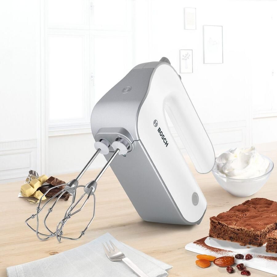 BOSCH Handmixer Styline MFQ4075DE 2x garde roestvrijstalen kneedhaken mixvoet wit - Foto 5