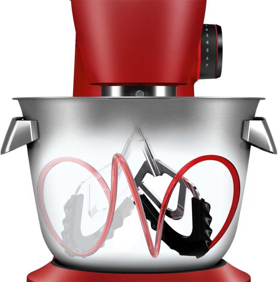 BOSCH Keukenmachine Kneedhaken meng- siliconen garde vaatwasmachinebestendig rood zilverkleur