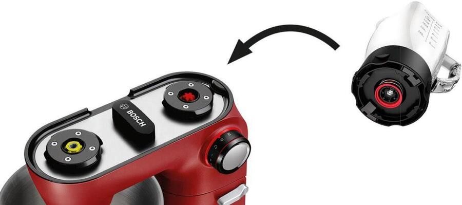 BOSCH Keukenmachine Kneedhaken meng- siliconen garde vaatwasmachinebestendig rood zilverkleur - Foto 12