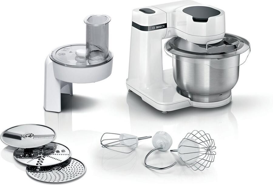 BOSCH Keukenmachine MUMS2EB01 MUM Serie 2 Continu rasp- en snijapparaat 3 raspschijven patisserieset edelstaal - Foto 2