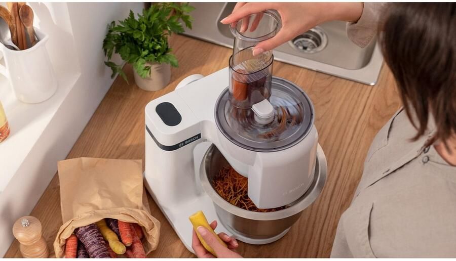 BOSCH Keukenmachine MUMS2EB01 MUM Serie 2 Continu rasp- en snijapparaat 3 raspschijven patisserieset edelstaal - Foto 5