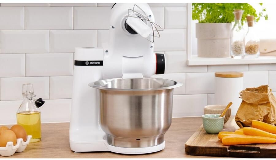 BOSCH Keukenmachine MUMS2EB01 MUM Serie 2 Continu rasp- en snijapparaat 3 raspschijven patisserieset edelstaal - Foto 3