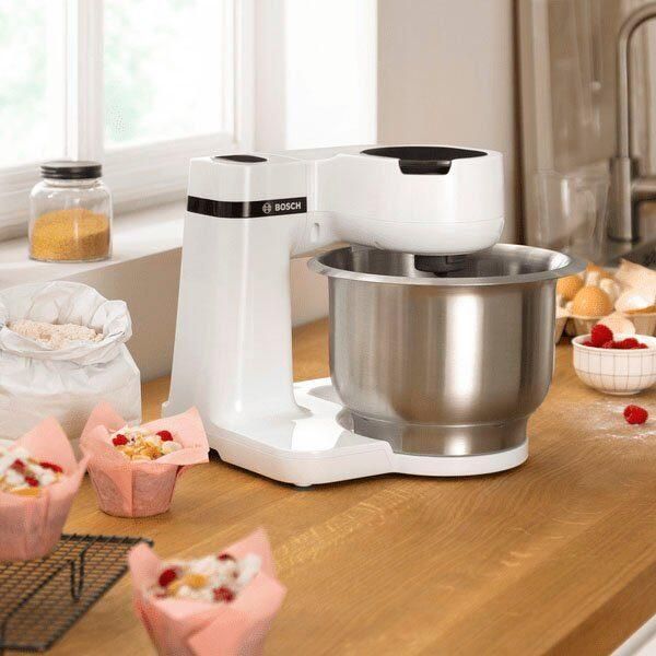 BOSCH Keukenmachine Serie 2 MUMS2EW00 edelstalen kom wit Planetenmixers kneedhaken schaar- klop- mixbesen van roestvrij staal 4 standen - Foto 3