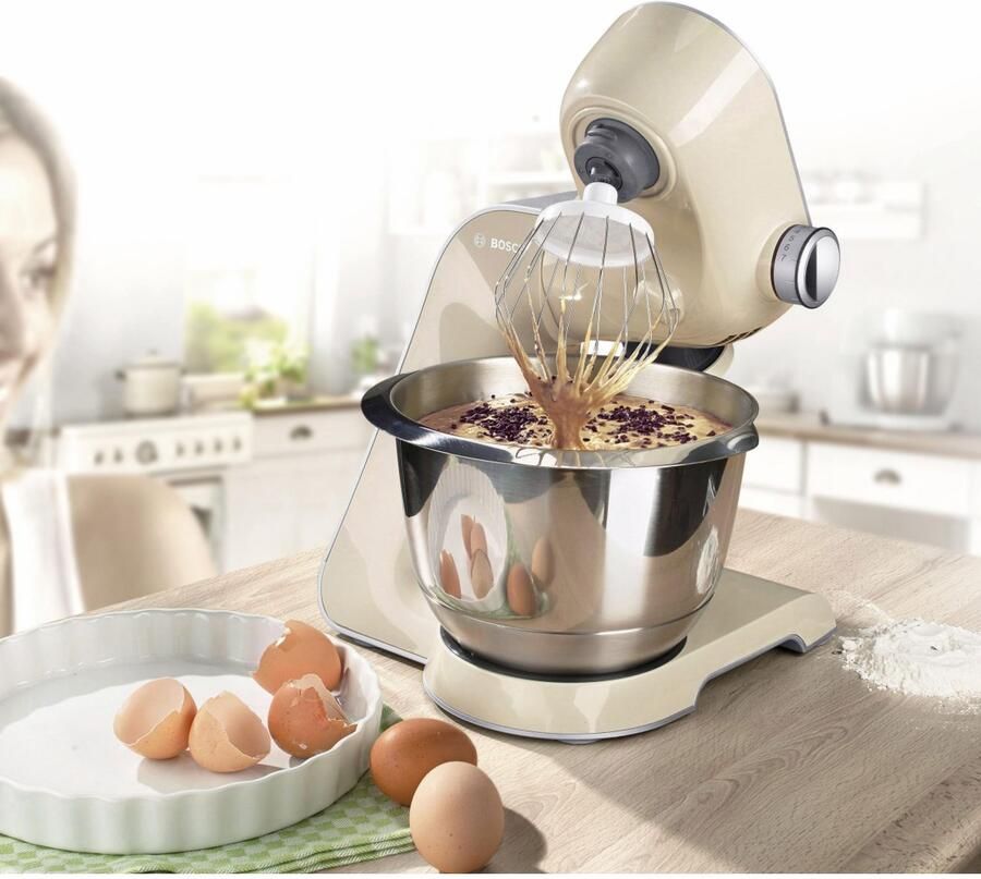 BOSCH Keukenmachine Serie 4 MUM58L20 continu rasp- en snijapparaat mixer grijs 3 schijven kom kneedhaak mix- siliconen garde vaatwasserbestendig - Foto 7