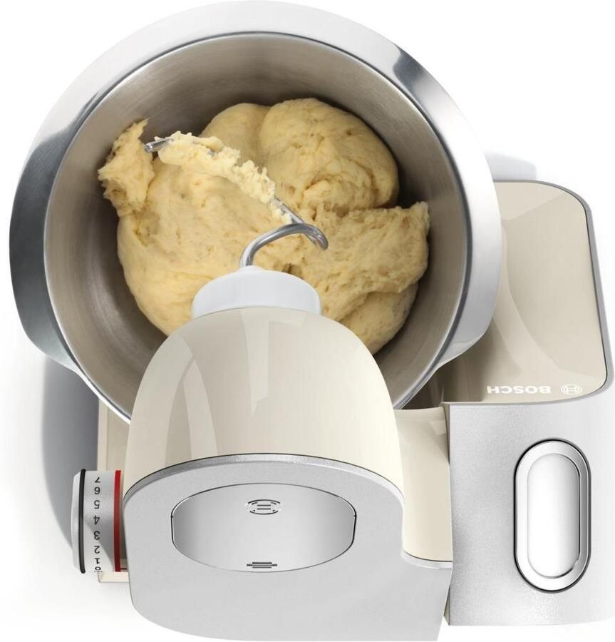 BOSCH Keukenmachine Serie 4 MUM58L20 continu rasp- en snijapparaat mixer grijs 3 schijven kom kneedhaak mix- siliconen garde vaatwasserbestendig - Foto 4