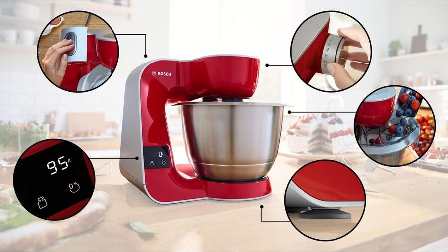 BOSCH Keukenmachine Serie 4 MUM5X720 geïntegreerde weegschaal continu rasp- en snijapparaat mixer rood - Foto 11