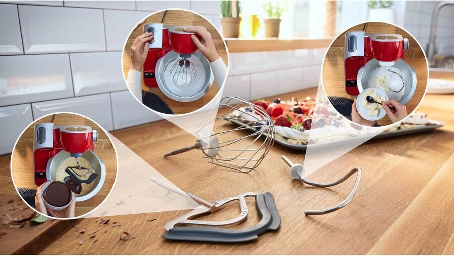 BOSCH Keukenmachine Serie 4 MUM5X720 geïntegreerde weegschaal continu rasp- en snijapparaat mixer rood - Foto 8