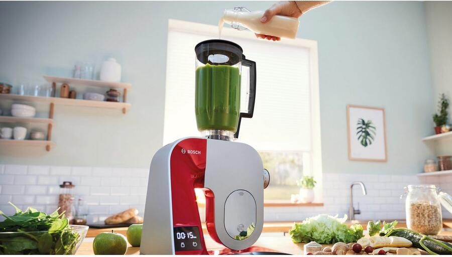 BOSCH Keukenmachine Serie 4 MUM5X734 geïntegreerde weegschaal doorloopsnijder mixer rood - Foto 3