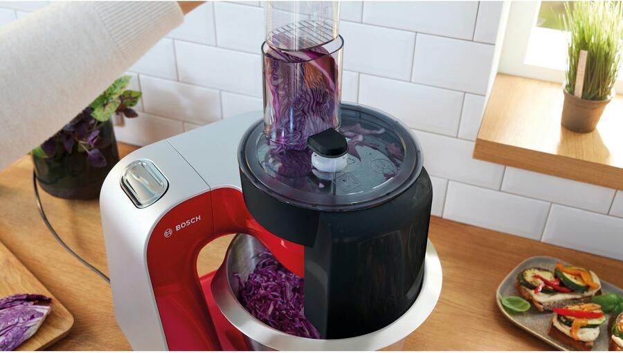 BOSCH Keukenmachine Serie 4 MUM5X734 geïntegreerde weegschaal doorloopsnijder mixer rood - Foto 6
