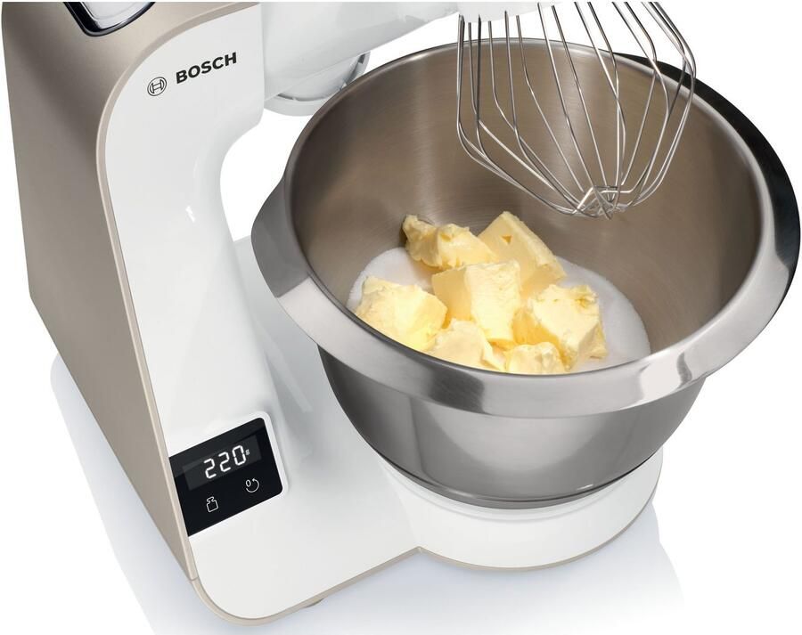 BOSCH Keukenmachine Serie 4 MUM5XW40 geïntegreerde weegschaal continu rasp- en snijapparaat wit champagne - Foto 3