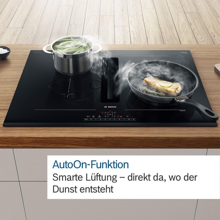 Bosch Serie 6 PVQ811H26E kookplaat Zwart Ingebouwd 80 cm Inductiekookplaat zones 4 zone(s) Inbouw afzuigkap