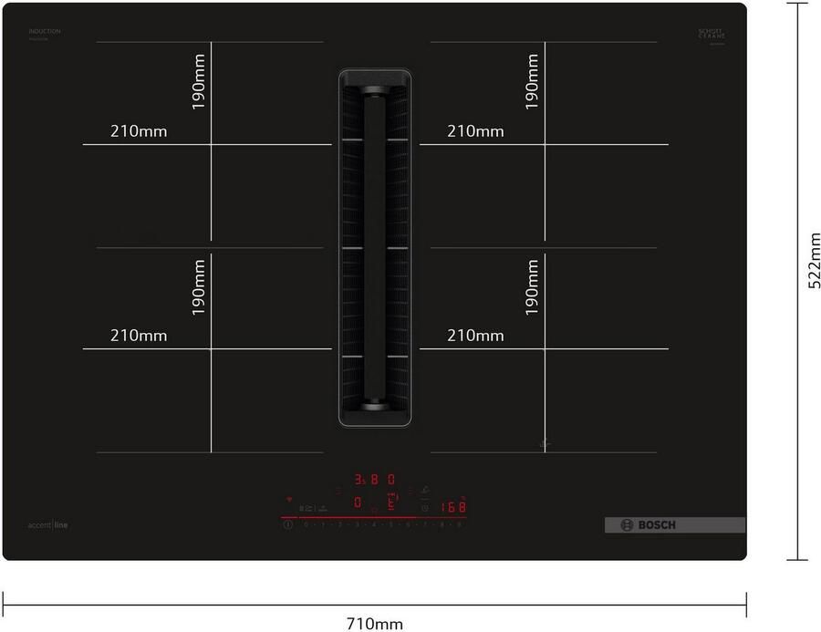 Bosch Serie 6 PVQ711H26E kookplaat Zwart Ingebouwd 71 cm Inductiekookplaat zones 4 zone(s) - Foto 2
