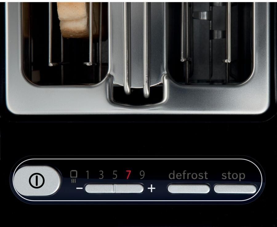 BOSCH Toaster Styline TAT8613N geïntegreerde broodjesopzet liftfunctie Ontdooifunctie automatische uitschakeling broodcentrering roestvrij staal zwart