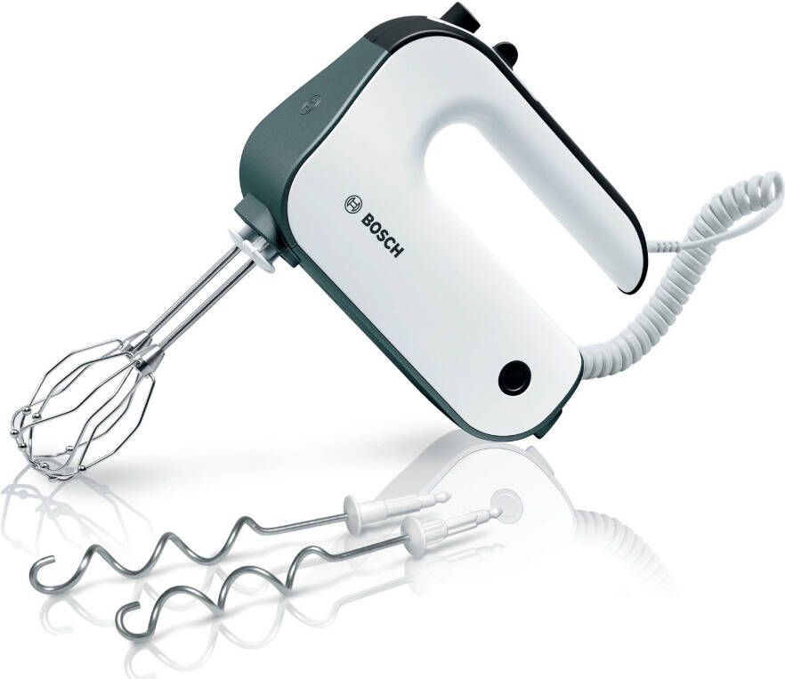 BOSCH Handmixer MFQ49300 roestvrijstalen garde deeghaak 5 standen spiralkabel Turboknop soft-touch handgreep lichtgewicht behuizing gemaakt in Europa