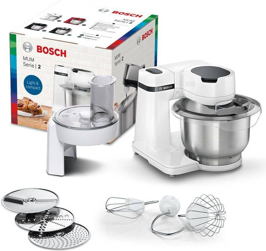 BOSCH Keukenmachine MUMS2EB01 MUM Serie 2 Continu rasp- en snijapparaat 3 raspschijven patisserieset edelstaal - Foto 11