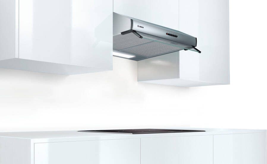 Bosch DUL63CC50 -Musical Wall Hole-Evacuatie Recycling-350 m3 lucht h max uitlaat-72 dB-3 snelheid-L 60 cm-Inox
