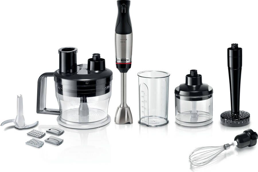 Bosch MSM6M673 ErgoMaster Serie 6 Staafmixer set 1000W Inclusief maatbeker garde hakmolen pureestamper & foodprocessor (met 4 mesjes)