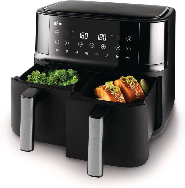 Braun Airfryer TwinCook 3 TD 3030I BK 8 0 l (4 0 + 4 0) 8 Kochprogramme