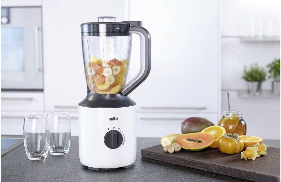 Braun Blender PowerBlend 3 JB 3150 WH 800W traploos regelbaar 1 5 L glazen kan