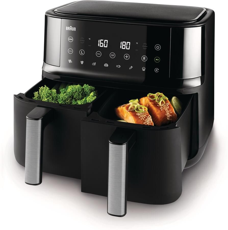 Braun Airfryer TwinCook TD 3030I BK 2.850 w realair technologie 80-200 graden 2 kookmanden sync functie - Foto 11