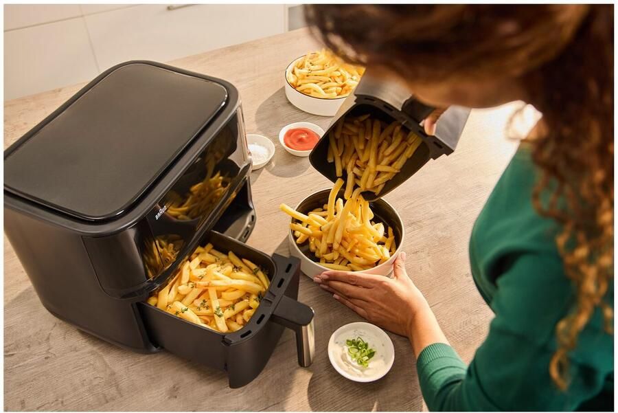 Braun Airfryer TwinCook TD 3030I BK 2.850 w realair technologie 80-200 graden 2 kookmanden sync functie - Foto 10