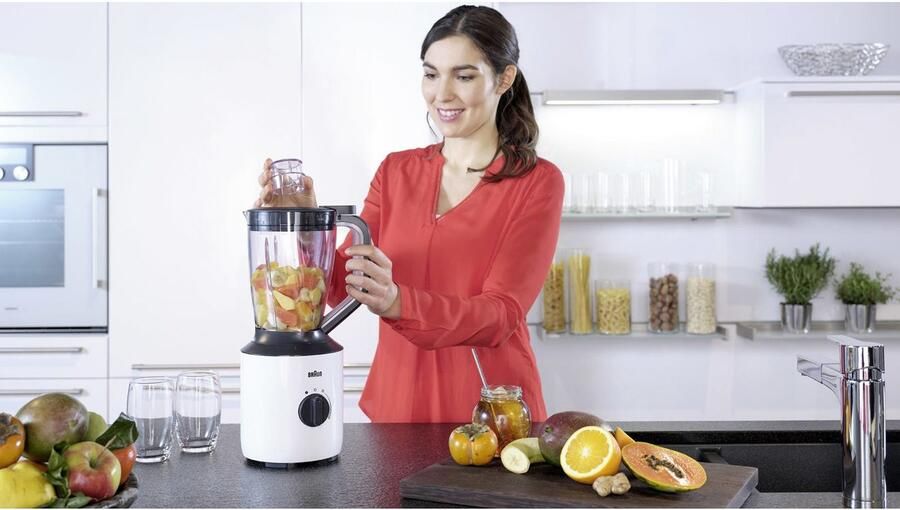 Braun Blender PowerBlend 3 JB 3150 WH 800W traploos regelbaar 1 5 L glazen kan - Foto 2