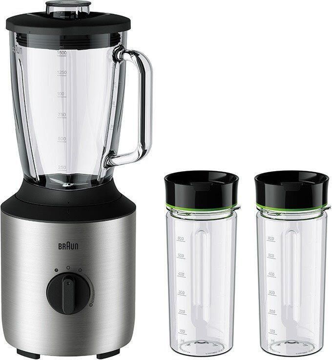 Braun Blender PowerBlend 3 JB 3272 SI 800W traploos regelbaar 1 5 L glazen kan Ice-Crush & pulsfunctie stil mixen roestvrij staal vaatwasmachinebestendig - Foto 6