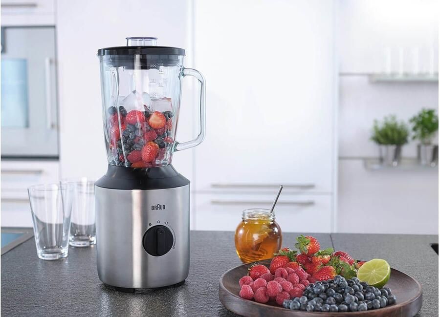 Braun Blender PowerBlend 3 JB 3272 SI 800W traploos regelbaar 1 5 L glazen kan Ice-Crush & pulsfunctie stil mixen roestvrij staal vaatwasmachinebestendig - Foto 2