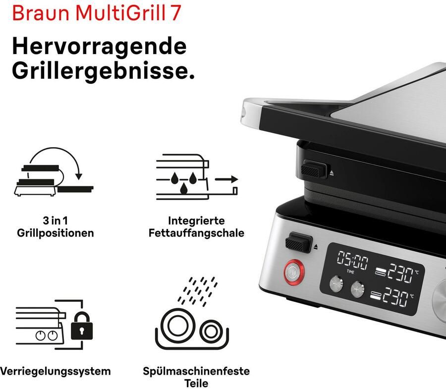 Braun Contactgrill MultiGrill 7 CG 7040 3 kookposities tot 230°C 12 burger patties - Foto 5
