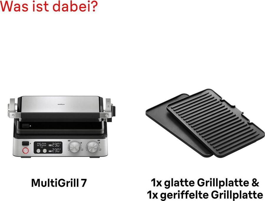 Braun Contactgrill MultiGrill 7 CG 7040 3 kookposities tot 230°C 12 burger patties - Foto 6