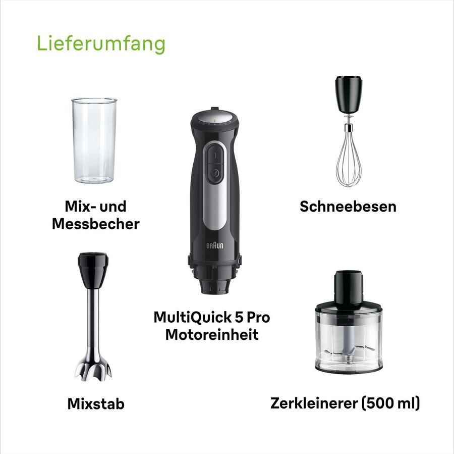 Braun Staafmixer MultiQuick 5 Pro MQ 55236 M 1000W 25 snelheden garde Spatbescherming 500ml hakmolen extra maalmes vaatwasmachinebestendig - Foto 3
