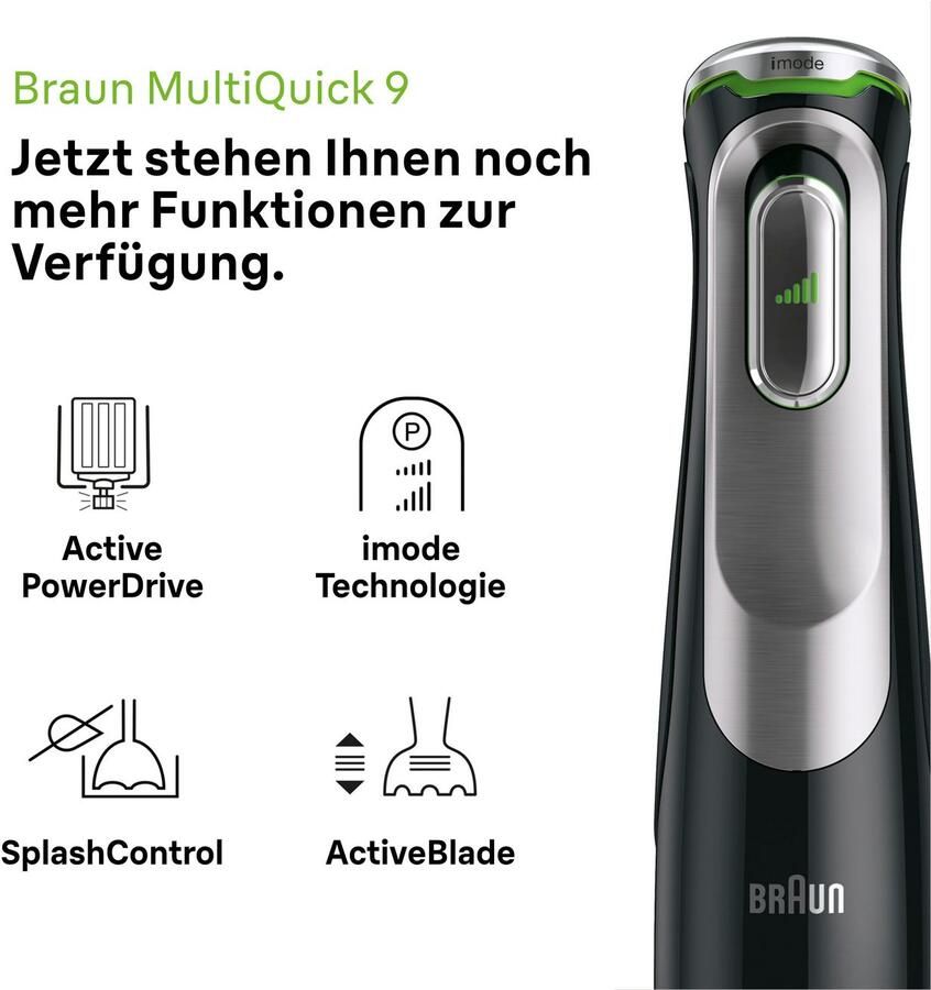 Braun Staafmixer MultiQuick 9 MQ 9147X 1200W traploos regelbaar dynamisch mes Spatbescherming extra maalmes 2 modi + pulsfunctie veel accessoires - Foto 4