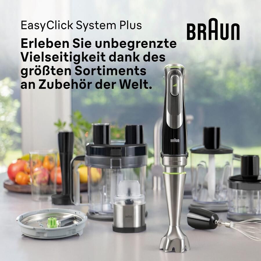 Braun Staafmixer MultiQuick 9 MQ 9147X 1200W traploos regelbaar dynamisch mes Spatbescherming extra maalmes 2 modi + pulsfunctie veel accessoires