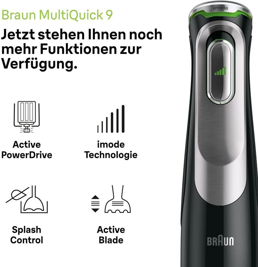 Braun Staafmixer MultiQuick 9 MQ 9187XLI 1200W traploos dynamisch mes Spatbescherming extra maalmes 2 modi + pulsfunctie keukenmachine - Foto 3