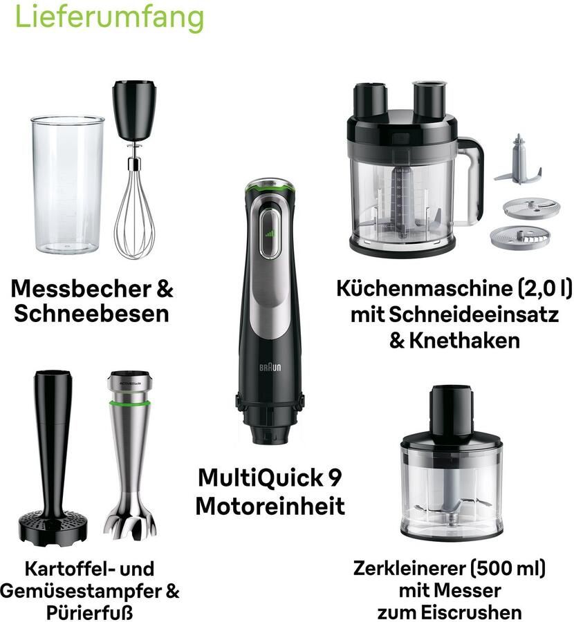 Braun Staafmixer MultiQuick 9 MQ 9187XLI 1200W traploos dynamisch mes Spatbescherming extra maalmes 2 modi + pulsfunctie keukenmachine - Foto 7