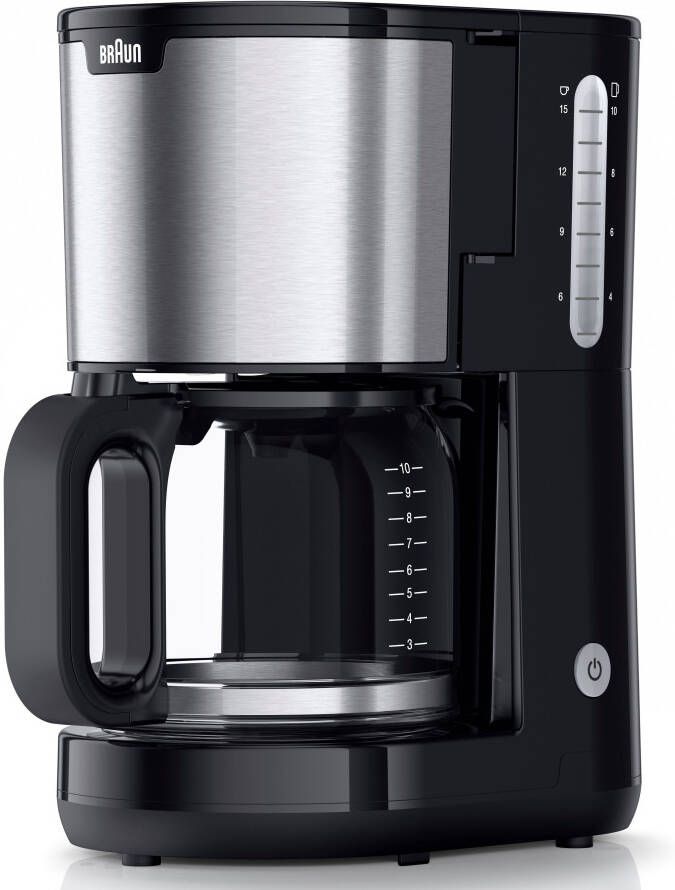 Braun Filterkoffieapparaat PurShine KF1500 BK 1 7 l 1000w automatische uitschakeling uitneembare filtermand roestvrij staal