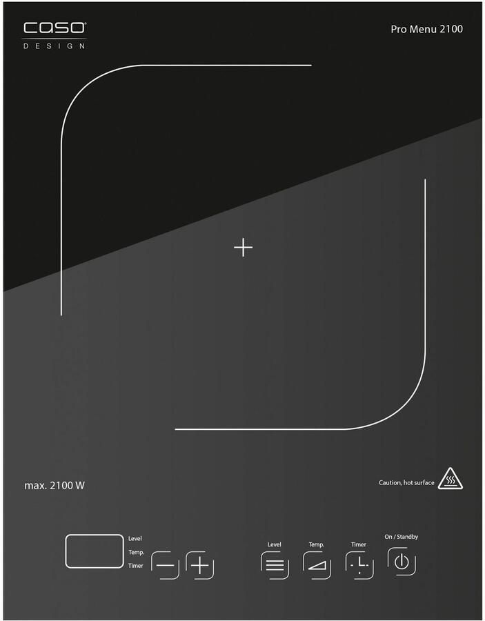 Caso Design CASO PRO Menu 2100 – Vrijstaande Enkelvoudige Inductiekookplaat – 2100 Watt – Glaskeramisch – Touchbediening – Met Timer