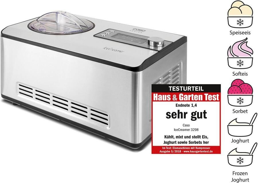 Caso Design CASO IceCreamer – 2-in-1 IJsmachine en Yoghurtmaker – 180 Watt – 2 Liter Inhoud – RVS Behuizing - Foto 6