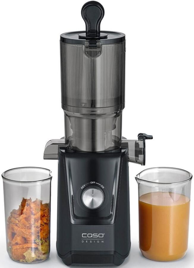 Caso Design CASO Juice Fit Slow Juicer – 200W – Matt Zwart – XL Vulopening Ø105 mm – 800 ml Sap- en Pomace container - Foto 5