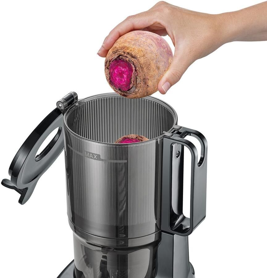 Caso Design CASO Juice Fit Slow Juicer – 200W – Matt Zwart – XL Vulopening Ø105 mm – 800 ml Sap- en Pomace container - Foto 2