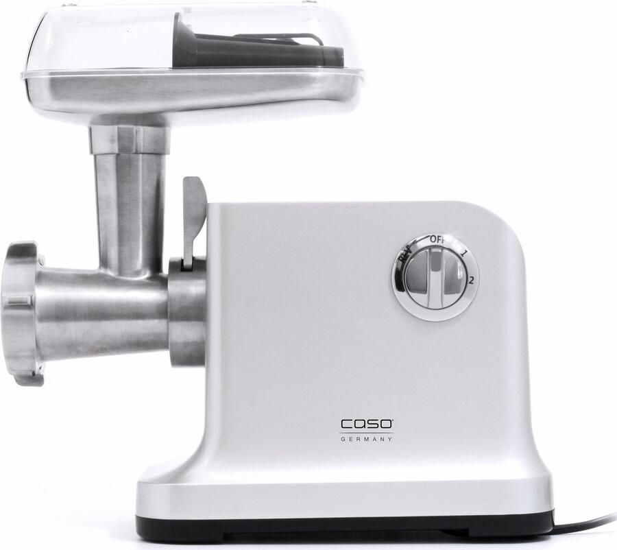 Caso Design CASO FW 2000 Zilver Krachtige elektrische vleesmolen 2000W motor Titanium mes Inclusief worstenvuller en koekjesopzetstuk