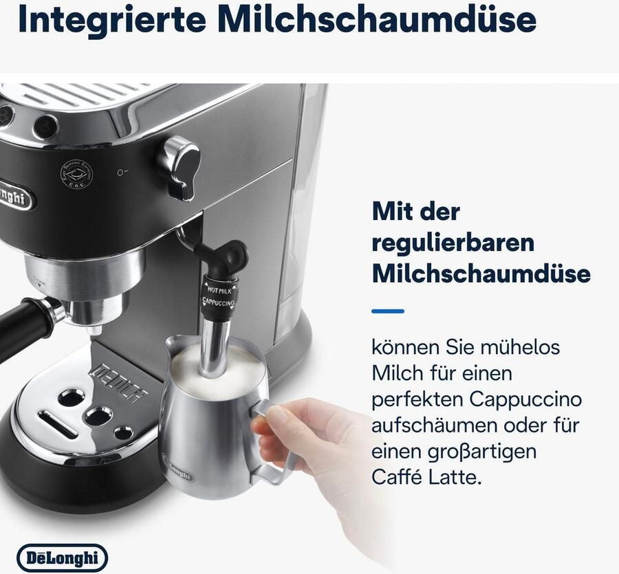 De'Longhi Espressomachine Dedica Style EC 685.B Slechts 15 cm breed geschikt voor E.S.E-pads 1L incl. melkopschuimer - Foto 4