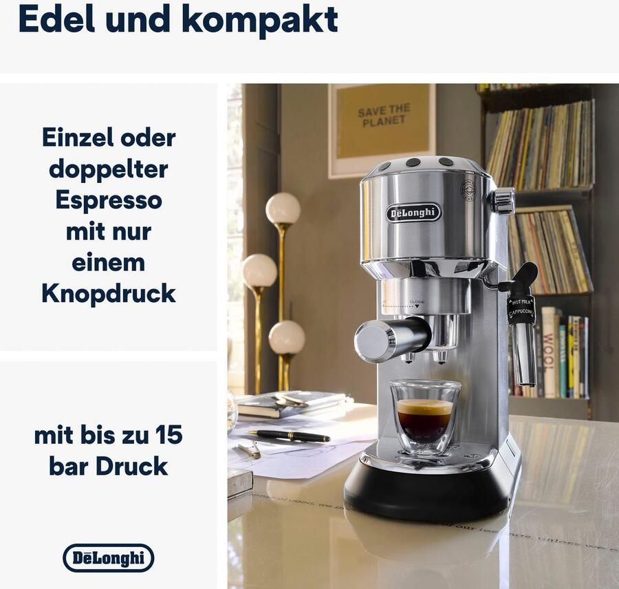 De'Longhi Espressomachine Dedica Style EC 685.B Slechts 15 cm breed geschikt voor E.S.E-pads 1L incl. melkopschuimer - Foto 3
