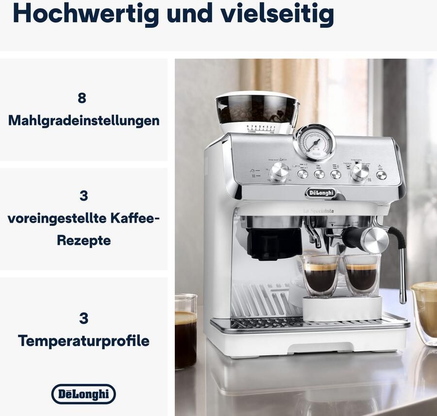 De'Longhi Espressomachine LA SPECIALISTA EC9155.W 8 maalgraden 3 temperaturen melkopschuimer & tamping hulp